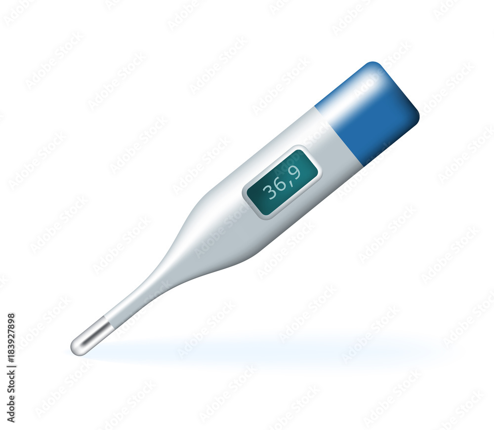 Realistic Cute Thermometer Icon on White Background . Isolated Vector Illustration Realistic Cute Thermometer Icon on White Background . Isolated Vector Illustration
