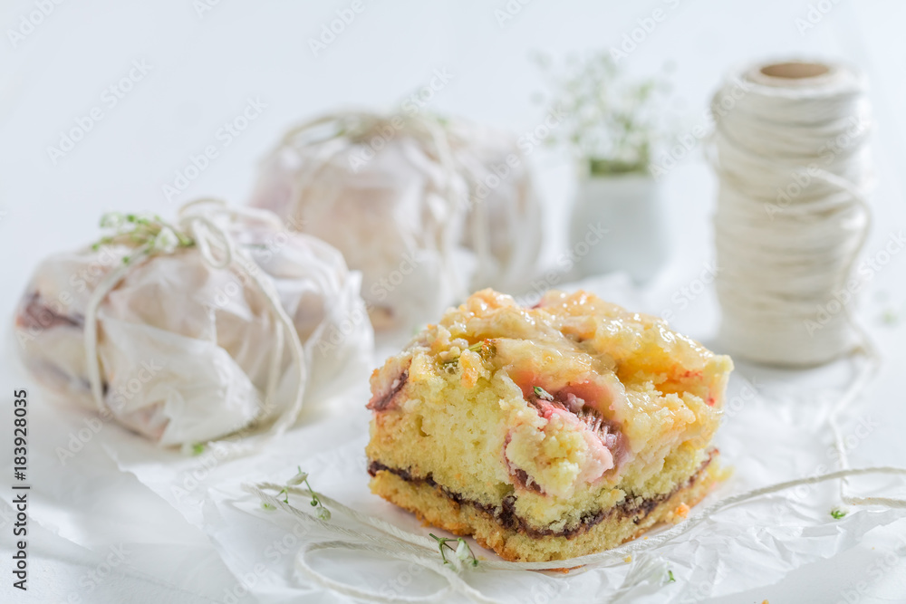 Tasty yogurt pie with crumble and fresh fruits Tasty yogurt pie with crumble and fresh fruits