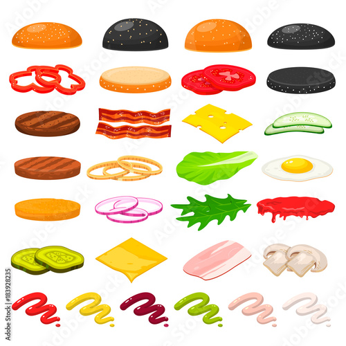 Burger ingredients set