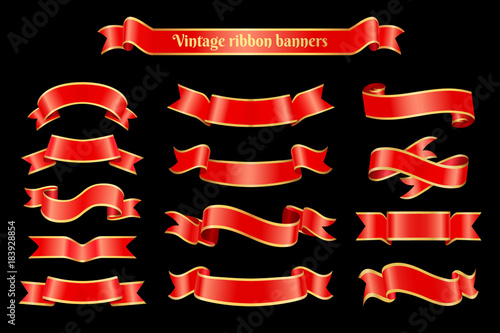Vintage Ribbons Banner Set Vector Illustration