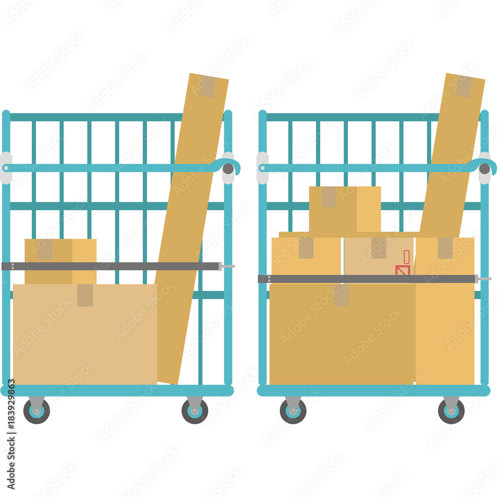 荷物が乗ったカゴ台車 Stock ベクター Adobe Stock