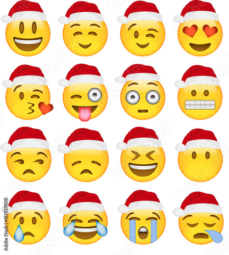 Christmas vector emoji icons set