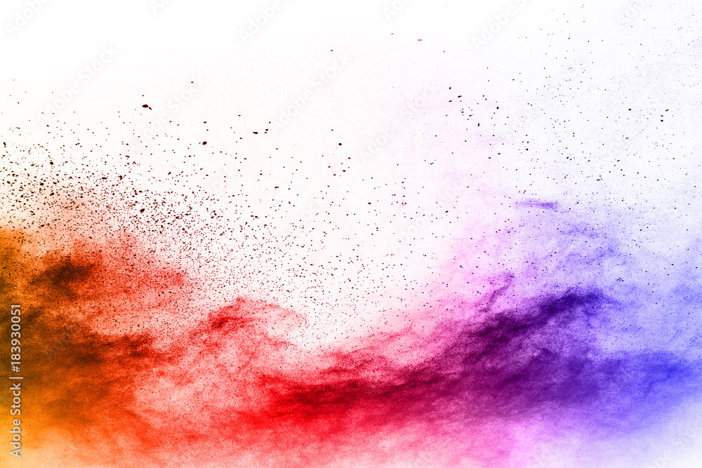 abstract powder splatted on white background,Freeze motion of color powder exploding/throwing color powder, multicolored glitter texture. abstract powder splatted on white background,Freeze motion of color powder exploding/throwing color powder, multicolored glitter texture.