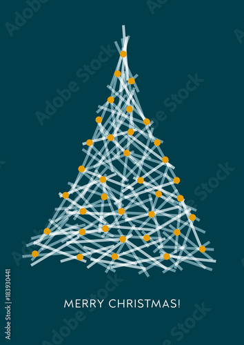 Weihnachtsbaum, Grafik, Weihnachtsgruß, geometrische Formen, englisch