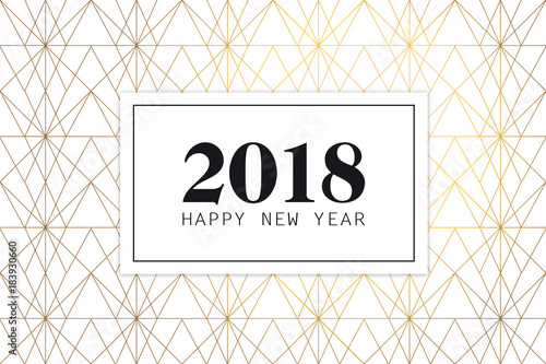 New Years 2018 Greeting card with date and Art Deco background
