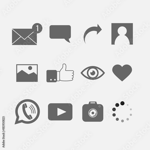 Social network icon set. Vector illustration.