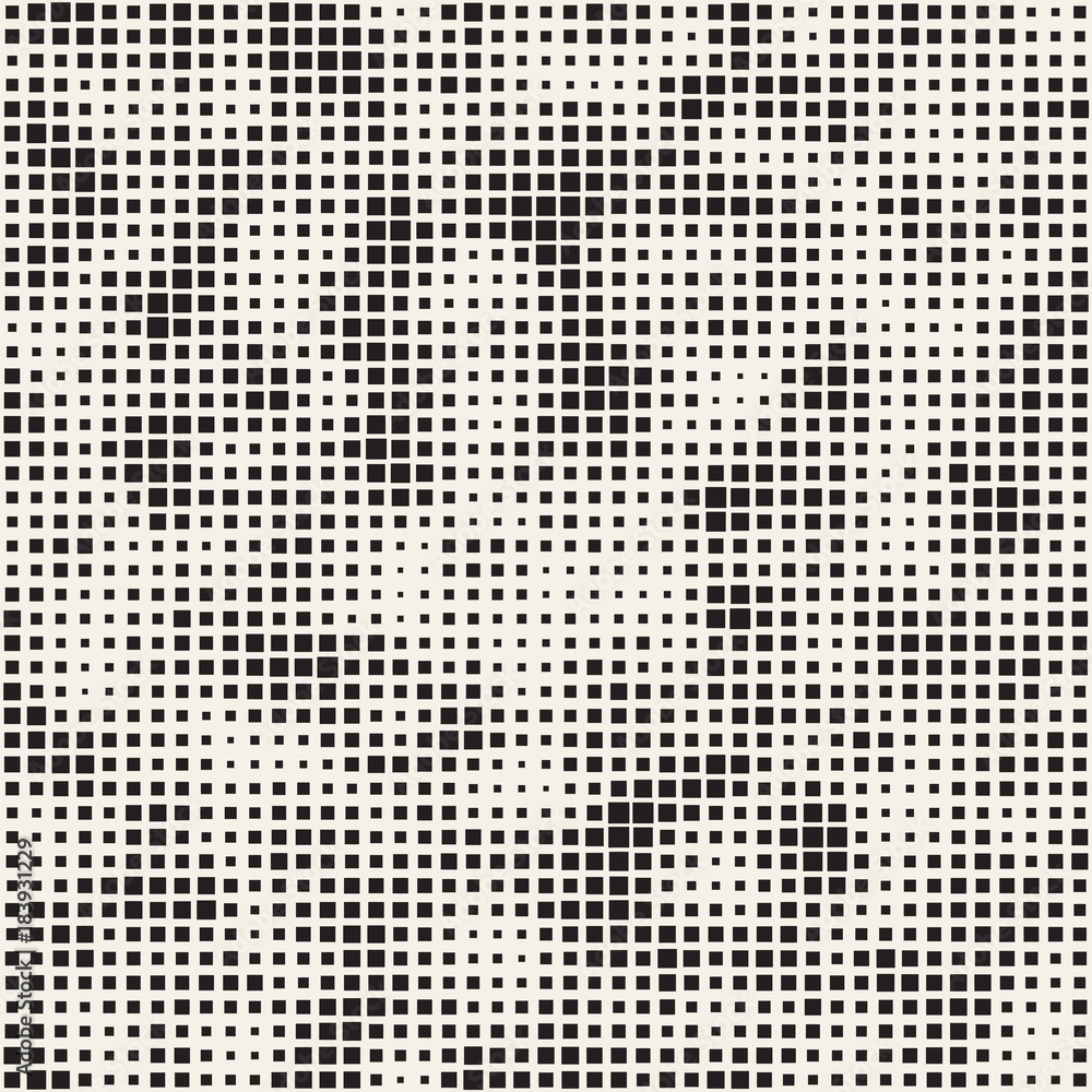 Modern Stylish Halftone Texture. Endless Abstract Background With Random Size Squares. Vector Seamless Squares Mosaic Pattern