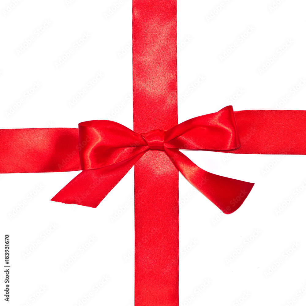 Shiny red bow and ribbon isolated on white background Shiny red bow and ribbon isolated on white background