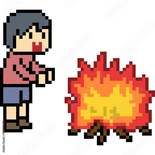 vector pixel art bon fire