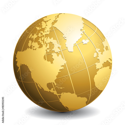 Gold vector globe. Business or technology icon cocnept.