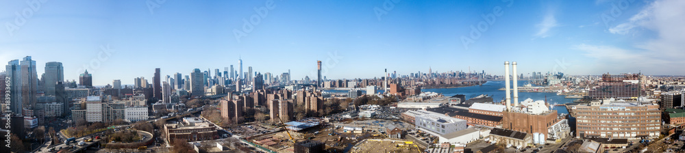 Drone view on New York and Brooklyn