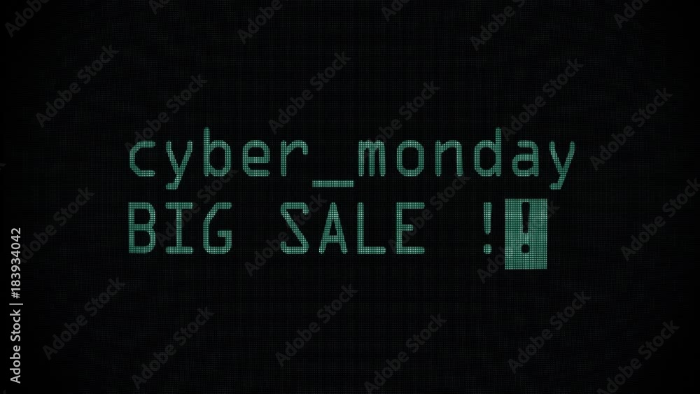 cyber monday sale words text typing writing on old computer lcd led tube tv screen display background blinking animation . New quality universal vintage motion dynamic animated retro colorful joyful cyber monday sale words text typing writing on old computer lcd led tube tv screen display background blinking animation . New quality universal vintage motion dynamic animated retro colorful joyful