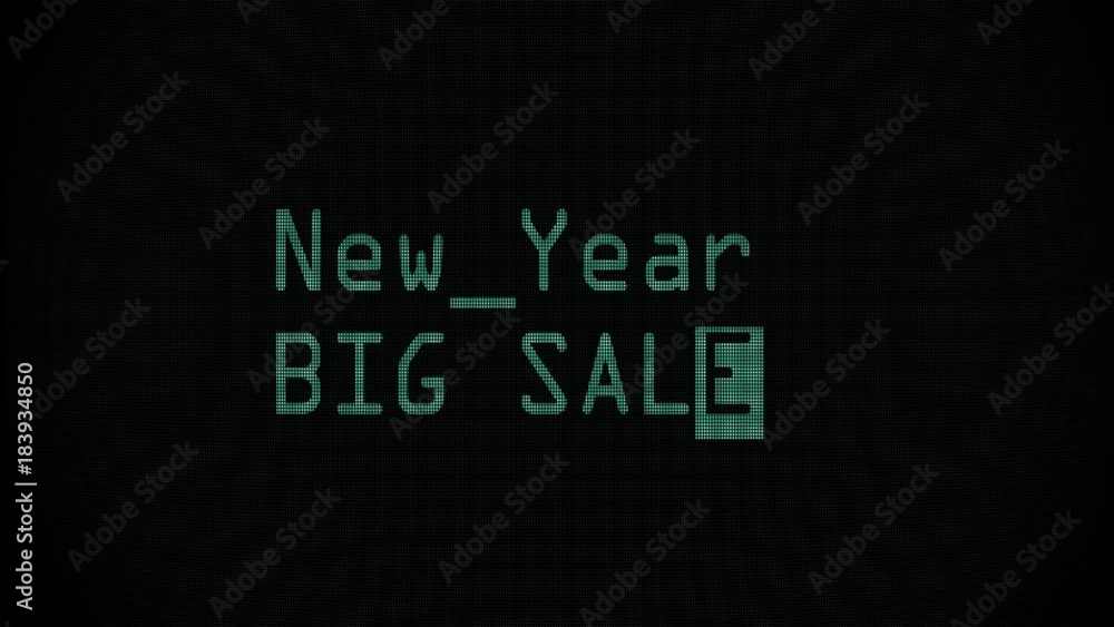 new year big sale words text typing writing on old computer lcd led tube tv screen display background blinking animation . New quality universal vintage motion dynamic animated retro colorful joyful new year big sale words text typing writing on old computer lcd led tube tv screen display background blinking animation . New quality universal vintage motion dynamic animated retro colorful joyful