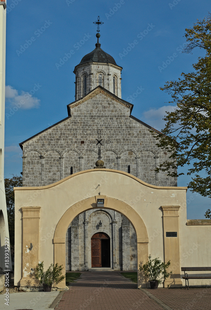 Main stone church in monastery Kovilj, Serbia