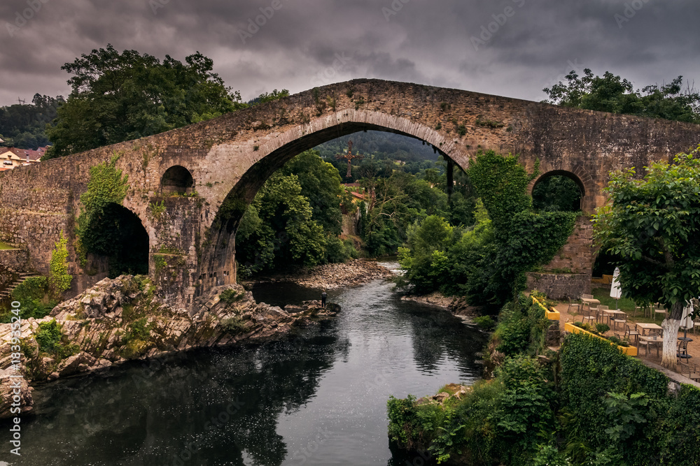 Fototapeta premium Antiguo puente romano en Cangas de Onis, Asturias, España