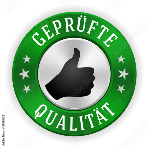 Silberner Geprüfte Qualitäts-Siegel mit rotem Rand