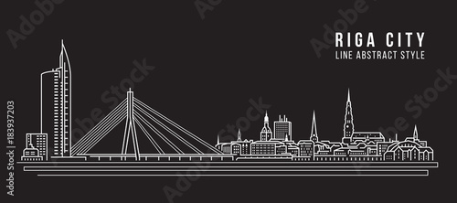 Cityscape Building Line art Vector Illustration design - Riga city photo