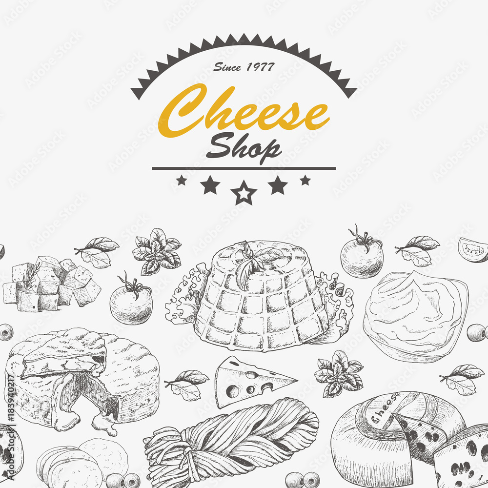 Horizantal background with cheese products