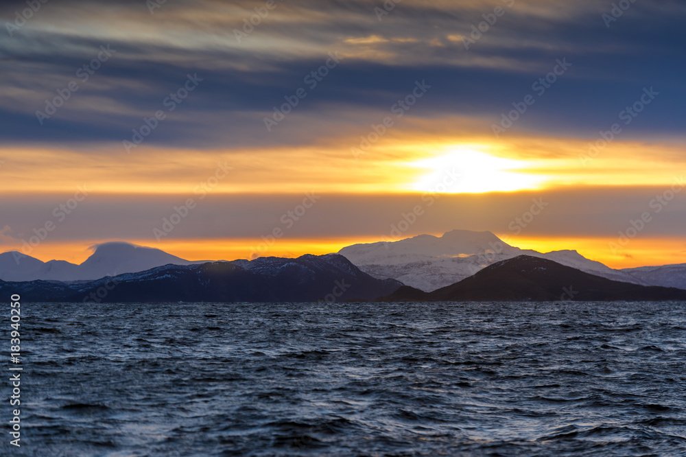 sunset in the North sea,Tromso