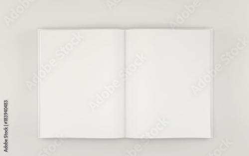 Half-fold white book for mock up and presentation design. 3d render