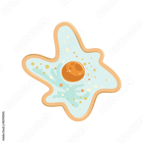 Amoeba proteus with single nucleus. Chaos diffluens. Unicellular organism concept. Flat vector design for medical poster, book, infographic or flyer