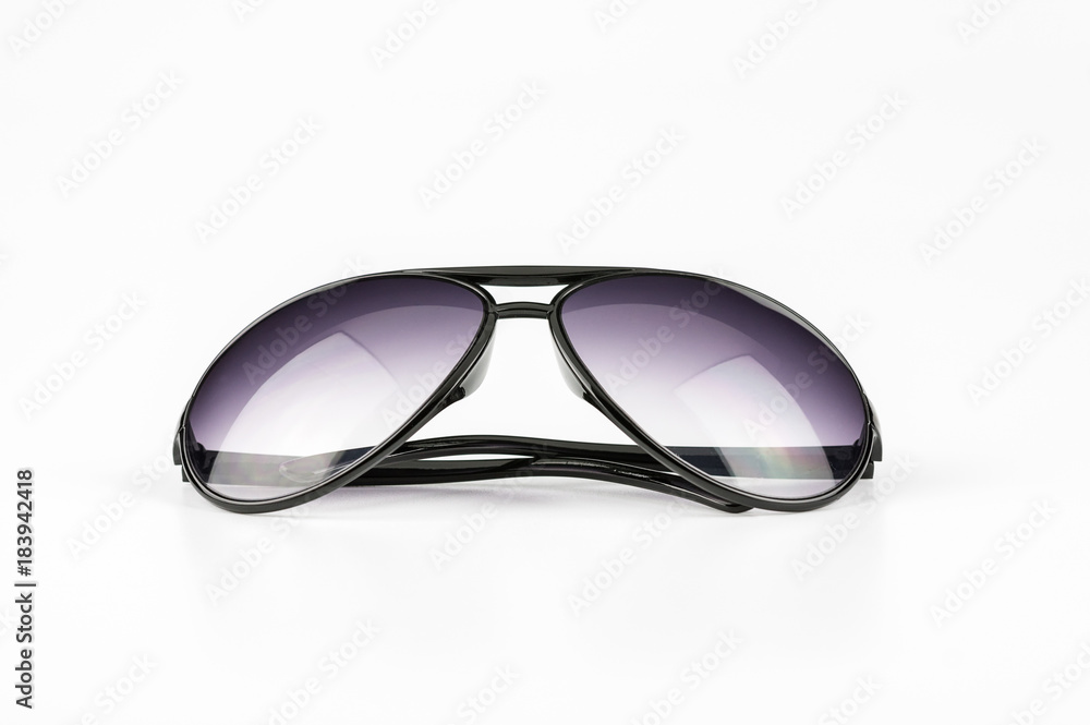 Black sunglasses on white background. Black sunglasses on white background.