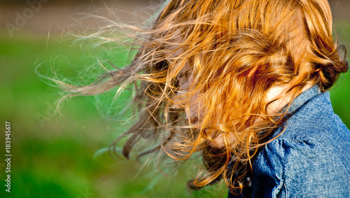 red hair wind blowing