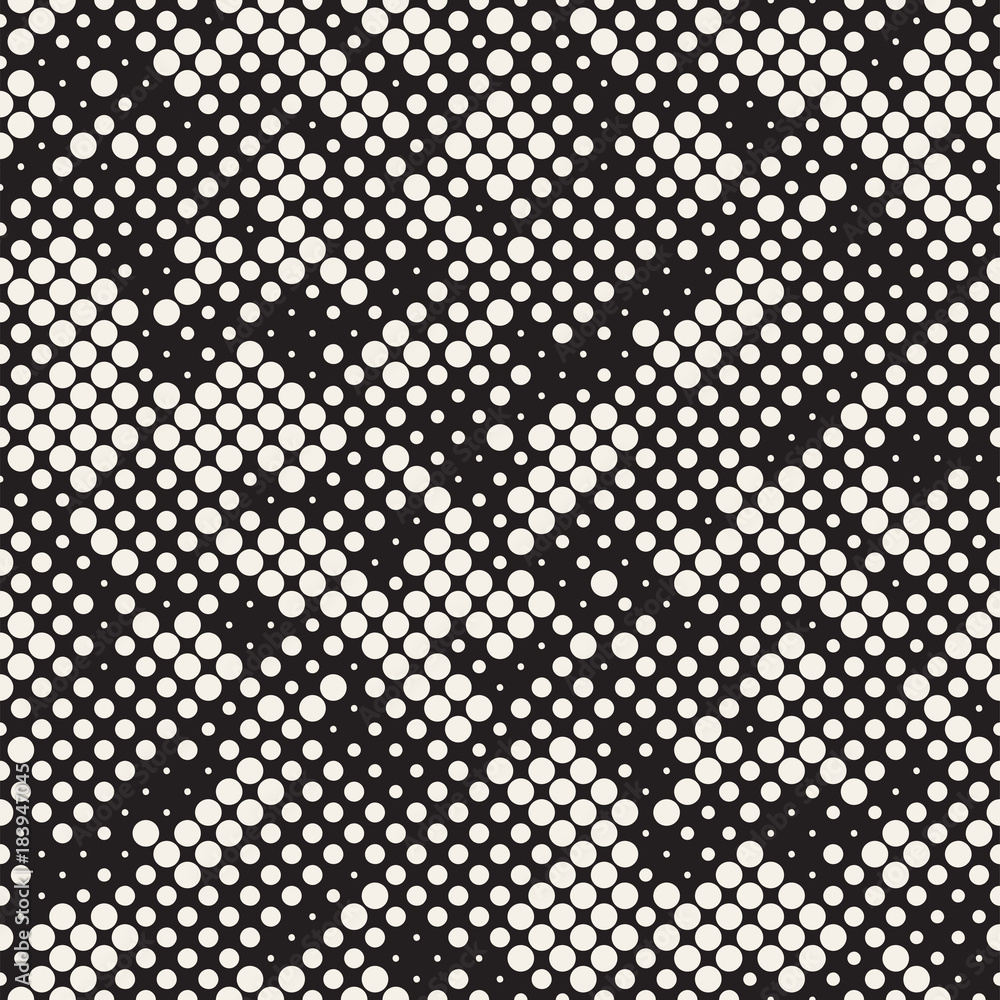 Modern Stylish Halftone Texture. Endless Abstract Background With Random Circles. Vector Seamless Mosaic Pattern. Modern Stylish Halftone Texture. Endless Abstract Background With Random Circles. Vector Seamless Mosaic Pattern.