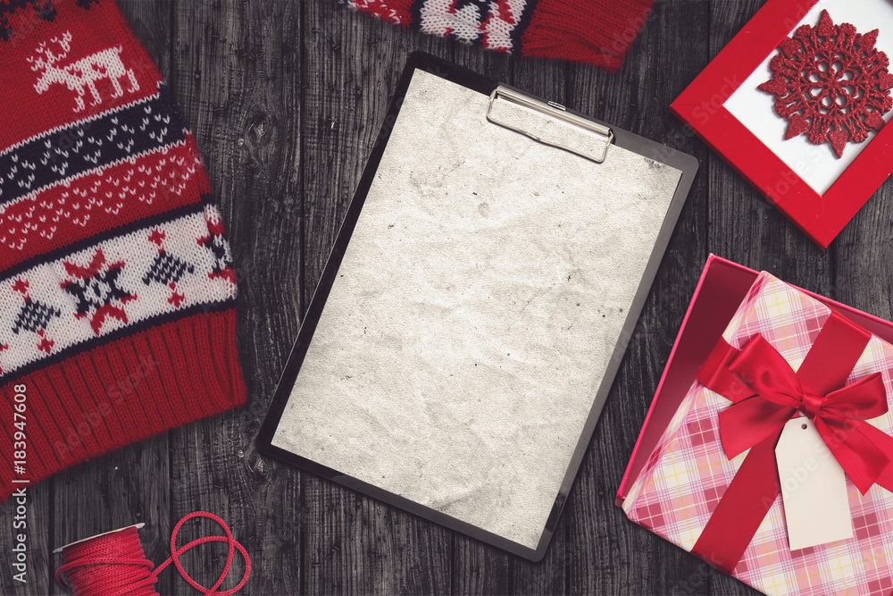 Fototapeta premium A4 paper notepad in a christmas scene
