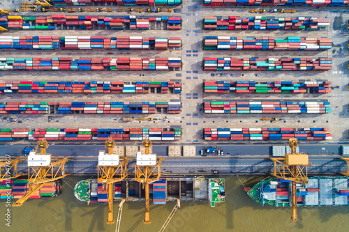 Shipping cargo to harbor of international transportation business logistics concept