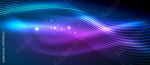 Glowing abstract wave on dark, shiny motion
