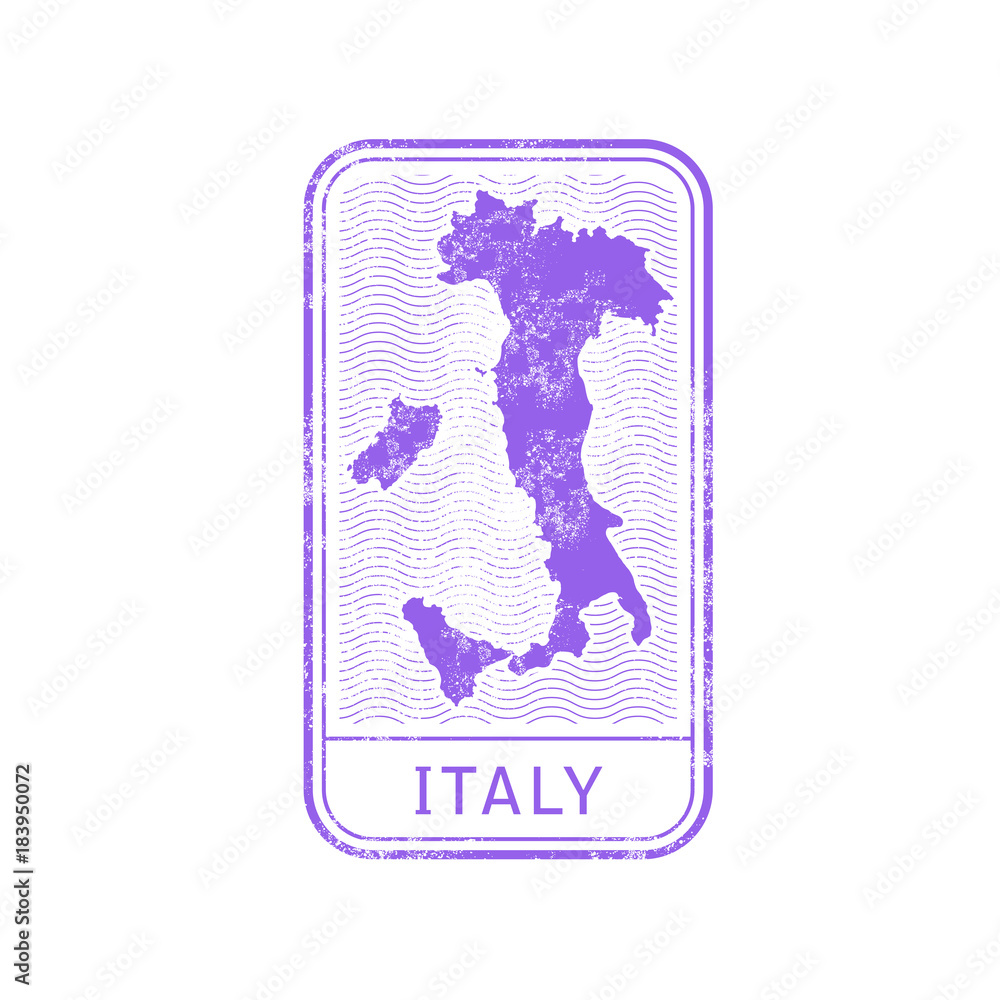 Travel stamp - Italy journey, map outline Travel stamp - Italy journey, map outline
