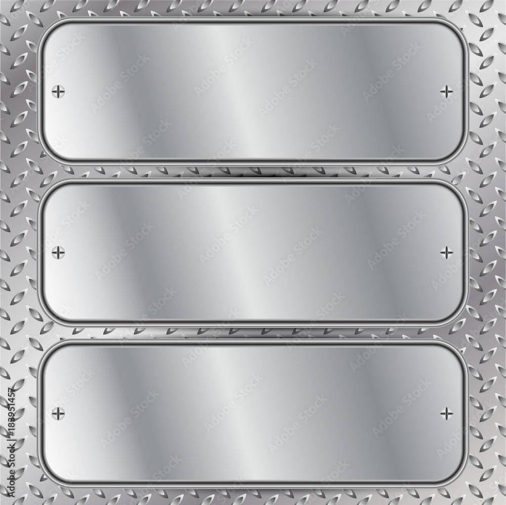 Vector illustration of Three silver panels Vector illustration of Three silver panels