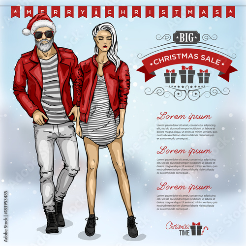 Vector illustration fashion man and girl