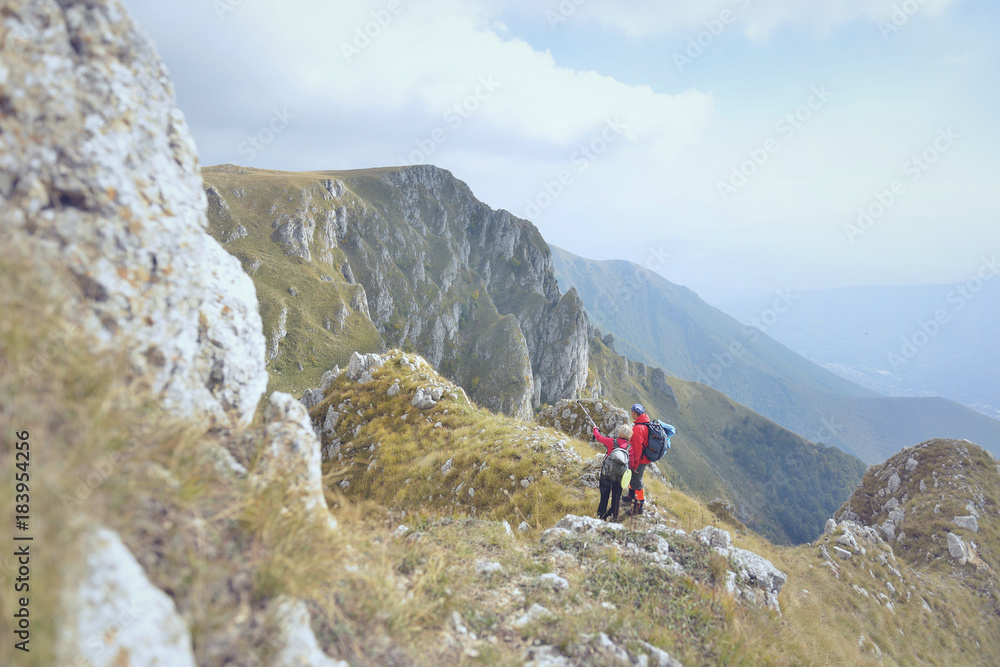 Fototapeta premium Active Couple On Hike In Beautiful Countryside