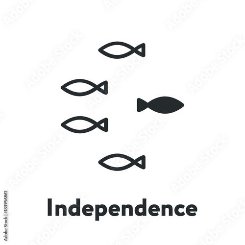 Independence Direction Leadership Fish Metaphor Minimal Flat Line Stroke Icon Pictogram Symbol