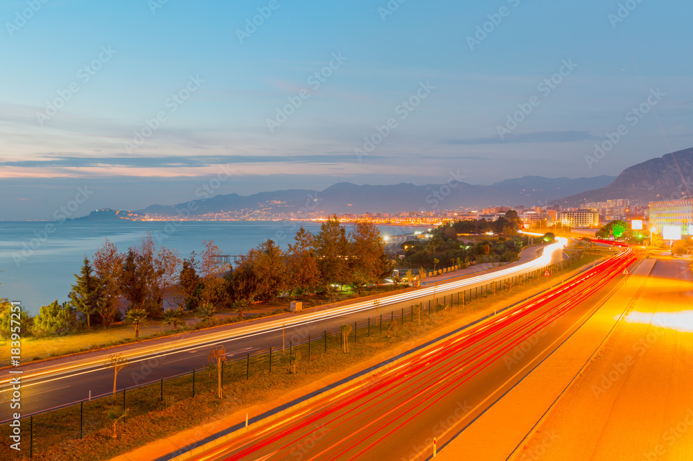 Long exposure photo of traffic on the move