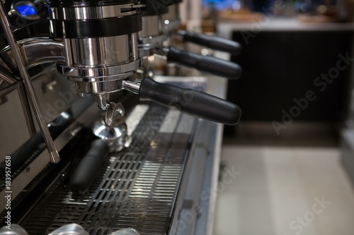 Empty espresso machine at counter