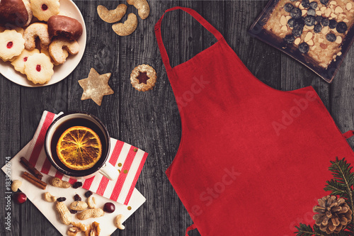 Red apron in a christmas scene