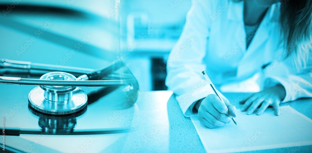 Composite image of stethoscope on digital tablet Composite image of stethoscope on digital tablet