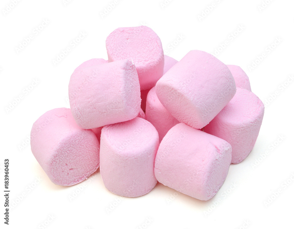 Lots of little marshmallows on white Lots of little marshmallows on white