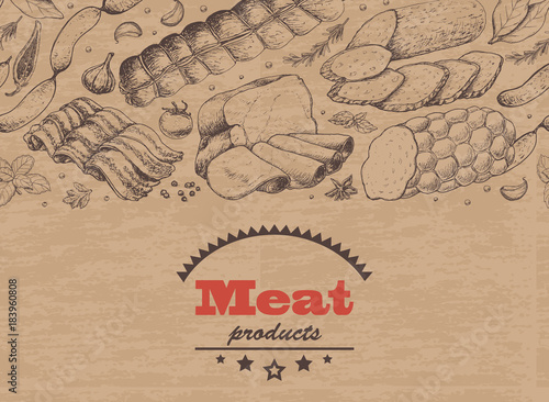 Horizontal background with meat products