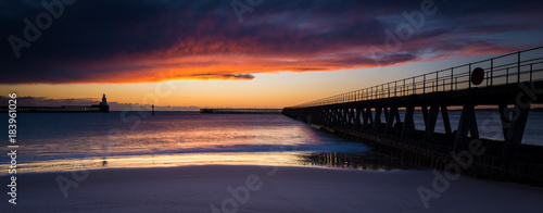Dawn at Blyth Piers, Blyth, Northumberland, England, UK.