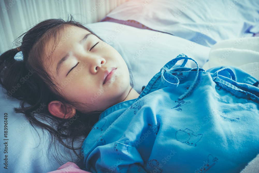 Asian child admitted in hospital. Health care stories. Vintage tone. Asian child admitted in hospital. Health care stories. Vintage tone.