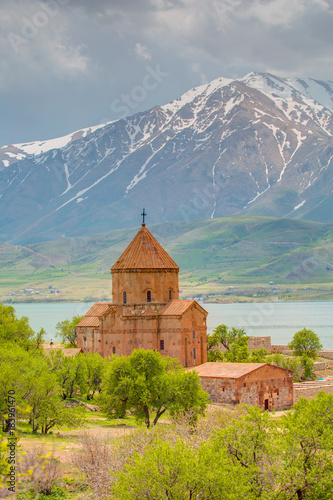 The Armenian Cathedral Church of the Holy Cross in Akdamar Island in Van Lake, Turkey