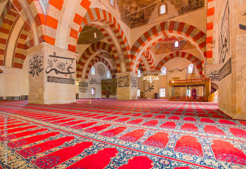 Interior of the Edirne Old Mosque photo