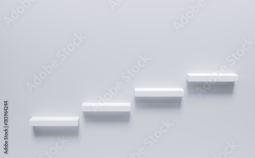 Fotografia Empty white wooden shelf at the wall.