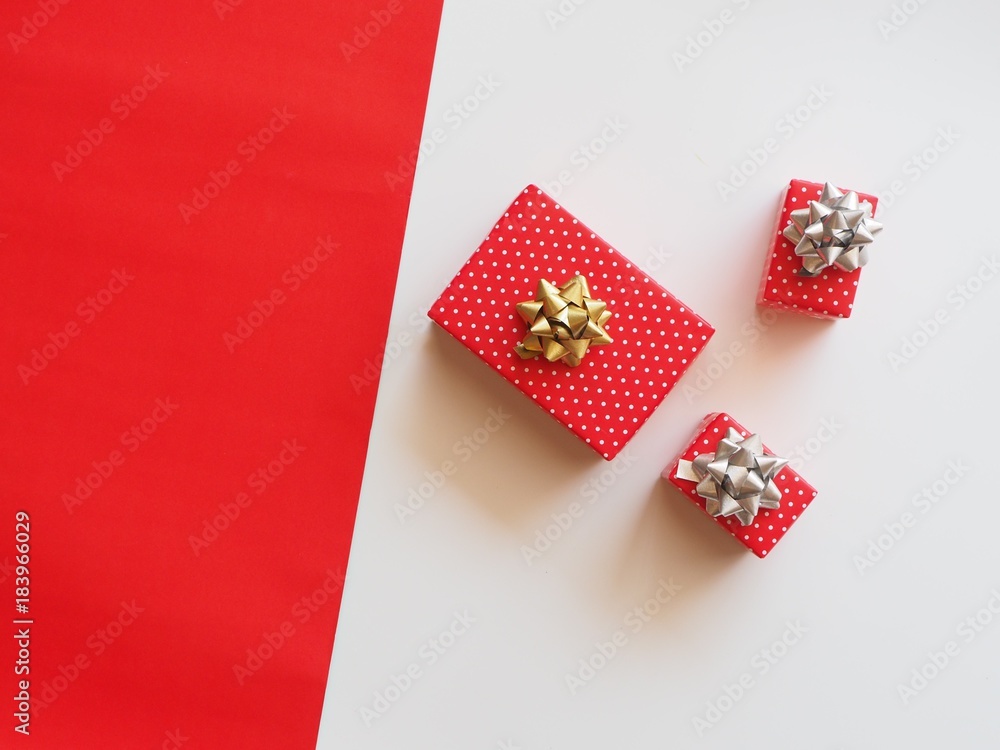 Top view of gift boxes on white background,copy space.