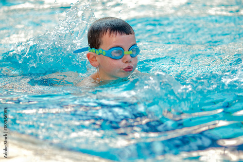 Boy swimming Freestyle