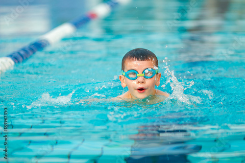 Boy swimming Freestyle
